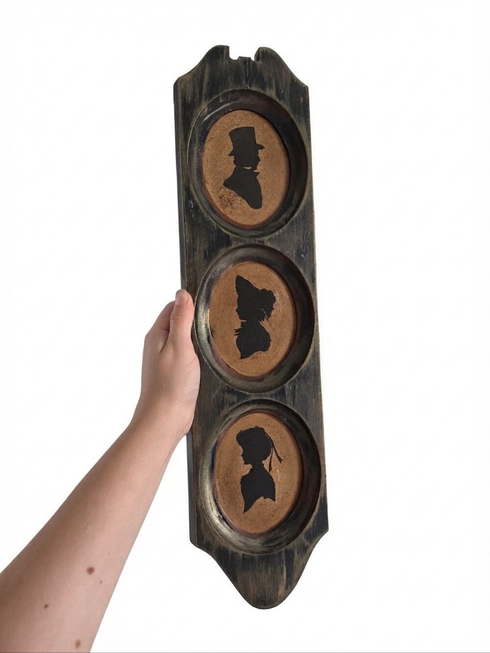 Vintage Woodcroftery Triple Silhouette Wall Plaque Colonial Cottagecore